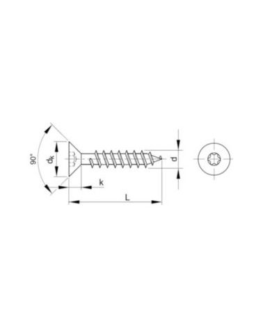 VIS A BOIS F X - 6 LOBES INTERNES