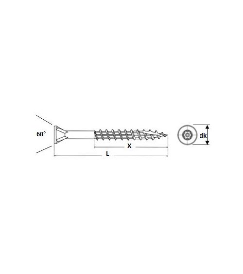VIS DE TERRASSE FX - 6 LOBES INTERNES