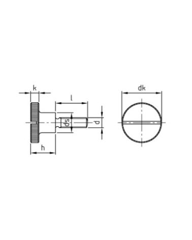 Vis moletees fendues - forme haute inox A1
