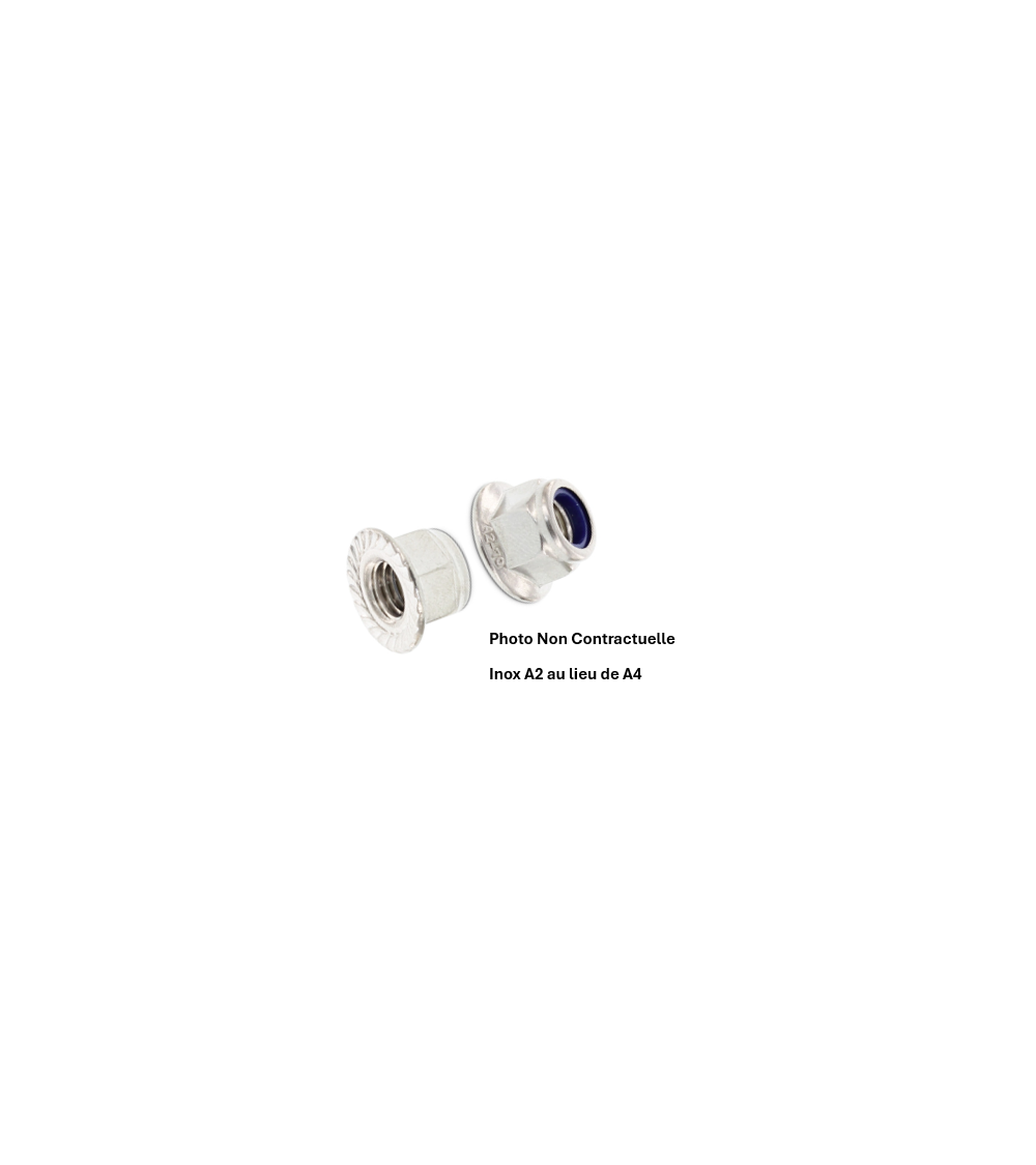 Écrous he embase crantée frein bague nylon DIN 6926 inox A4