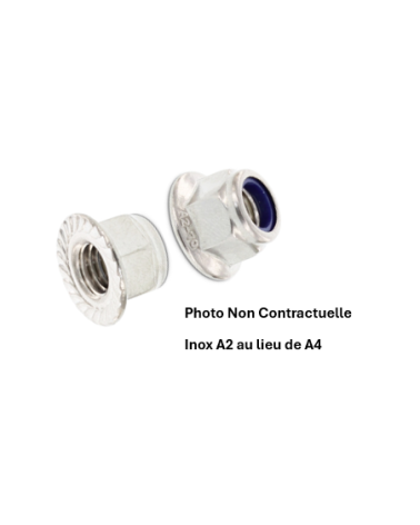 Écrous he embase crantée frein bague nylon DIN 6926 inox A4